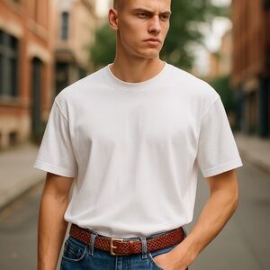 Classic and Chic Dockers Leather Belt Brown Incredible Braided Size 42/105 EUC 🍭